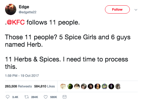 kfc only follows 11 herbs and spices